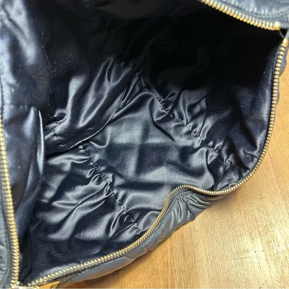 Kate Spade New York Quilted Bow Cutch or cosmetic bag,Navy, Soft and Lightweight